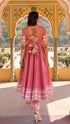 Pomcha Jaipur Rosewood Booti Gotta Jaal Cotton Anarkali Set With Jaal Work Dupatta